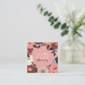 ムーディエレガントー&ウォーター色フローラアレンジメントピンク スクエア名刺 (スタンド正面)