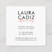 ムーディエレガントー&ウォーター色フローラ配置ホワイト スクエア名刺 (裏面)