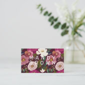 ムーディエレガントー&ウォーター色フローラ配置 名刺 (スタンド正面)