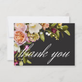 ムーディエレガントー・ブルゴーニュ&ピンク・フローラズ結婚ーズ サンキューカード (正面)
