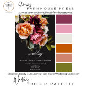 ムーディエレガントー・ブルゴーニュ&ピンク・フローラズ結婚ーズ セーブザデート