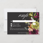 ムーディエレガントーBurgundy & PinkフローラNo Dinner 出欠カード (正面)