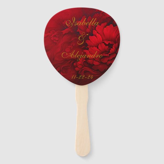 ムーディエレガントーBurgundy Redフローラ結婚ズ ハンドファン (裏面)