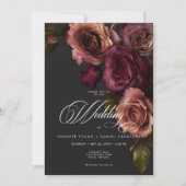 ムーディエレガントーRust & Burgundyフローラ両面 招待状 (正面)