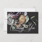 ムーディエレガントーTwilightミュートされたフローラ結婚の サンキューカード (正面)