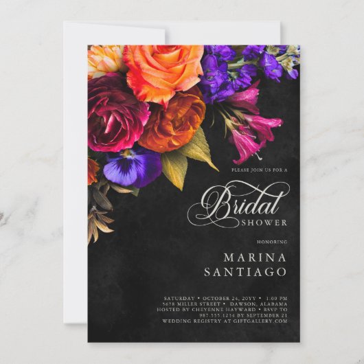 ムーディエレガント鮮やかハーベストフローラブライダルシャワー 招待状 (正面)