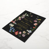 ムーディオランダフローラガーデンパーティー誕生日金ゴールド 箔招待状 (回転した状態)