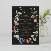 ムーディオランダ花結婚と蝶の金ゴールド 箔招待状 (立ち正面)