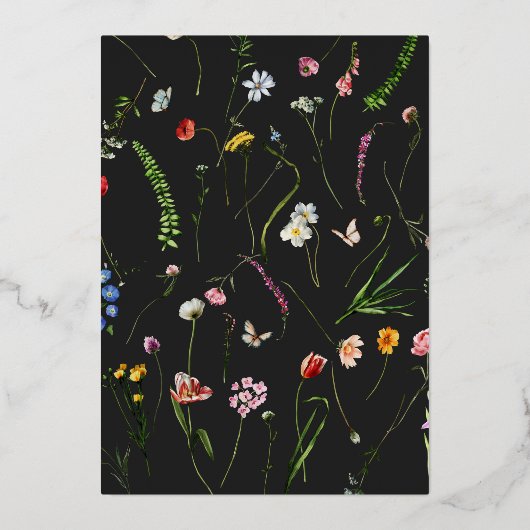 ムーディオランダ花結婚と蝶の金ゴールド 箔招待状 (裏面)