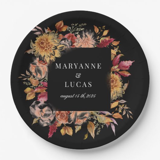 ムーディオータムフローラモノグラム ペーパープレート (正面)