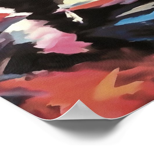 ムーディカ数々のー色の抽象芸術絵画ズ ポスター (角)