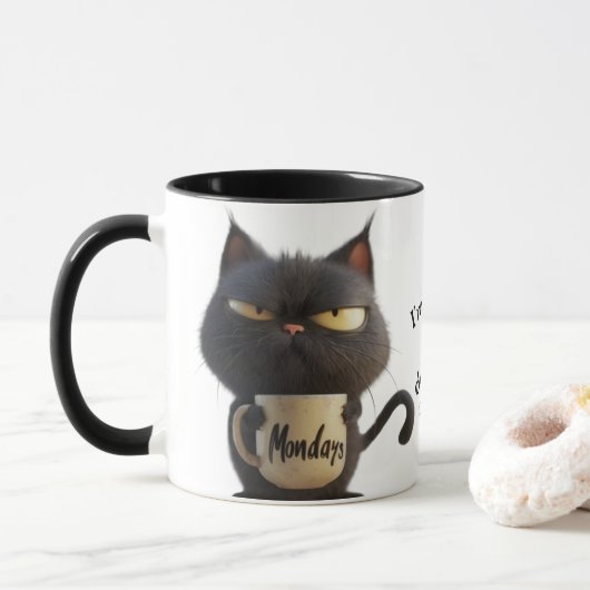 ムーディキャットコーヒーマグ – Purfect for Grumpy Sips マグカップ (ドーナツ)