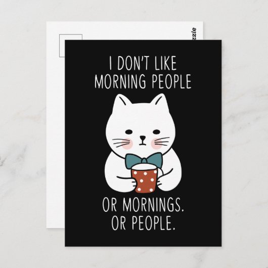ムーディキャットモーニングピープルコーヒー疲れた子猫 おもしろい ポストカード (正面/裏面)