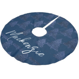 ムーディクリスマスツリー |クラシー・ネイビー・ブルー（ばちゃばちゃ）跳ねる ブラッシュドポリエステルツリースカート