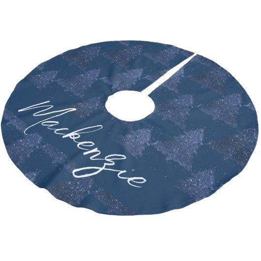 ムーディクリスマスツリー |クラシー・ネイビー・ブルー(ばちゃばちゃ)跳ねる ブラッシュドポリエステルツリースカート (アングル)