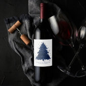 ムーディクリスマスツリー |クラシー・ネイビー・ブルー(ばちゃばちゃ)跳ねる ワインラベル