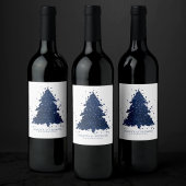 ムーディクリスマスツリー |クラシー・ネイビー・ブルー(ばちゃばちゃ)跳ねる ワインラベル