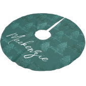 ムーディクリスマスツリー |ダークミッドナイトティール(緑がかった色)カスタム ブラッシュドポリエステルツリースカート (アングル)