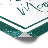 ムーディクリスマスツリー | ダークミッドナイトティール(緑がかった色)スクリプト ポスター (角)