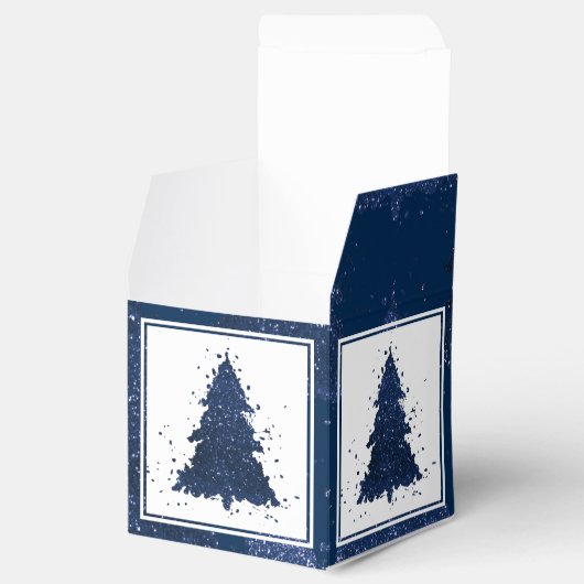 ムーディクリスマスツリー |上品なダークネイビーブルー フェイバーボックス (オープン)