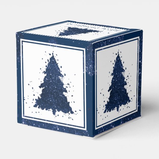 ムーディクリスマスツリー |上品なダークネイビーブルー フェイバーボックス (裏面サイド)