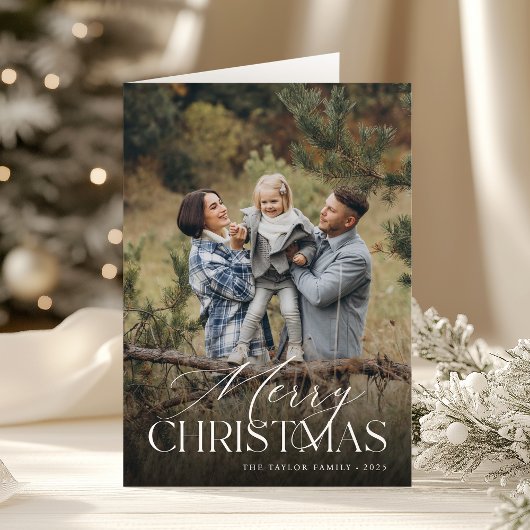 ムーディクリスマスボタニカル垂直方向の写真を折り畳み シーズンカード