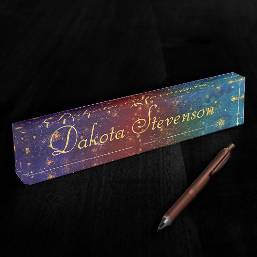 ムーディグラデーションー | サイケデリック金ゴールド デスクネームプレート