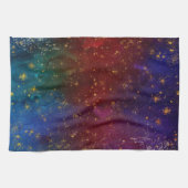 ムーディグラデーション | サイケデリックグランジ金ゴールド キッチンタオル (横)