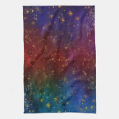 ムーディグラデーション | サイケデリックグランジ金ゴールド キッチンタオル (縦)