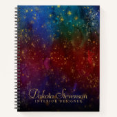 ムーディグラデーション | サイケデリックグランジ金ゴールド ノートブック (正面)