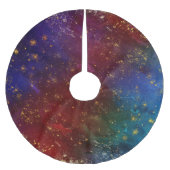 ムーディグラデーション | サイケデリックグランジ金ゴールド ブラッシュドポリエステルツリースカート (正面)