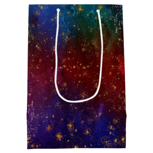 ムーディグラデーション | サイケデリックグランジ金ゴールド ミディアムペーパーバッグ (裏面)