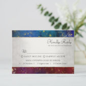 ムーディグラデーション |ダーク宝石トーン金ゴールド星エントリ 出欠カード (スタンド正面)