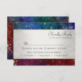 ムーディグラデーション |ダーク宝石トーン金ゴールド星エントリ 出欠カード (正面/裏面)