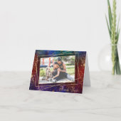 ムーディグラデーション |ダーク宝石トーン金ゴールド星写真 サンキューカード (正面)