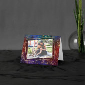 ムーディグラデーション |ダーク宝石トーン金ゴールド星写真 サンキューカード