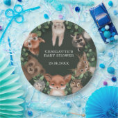 ムーディグリーンフォレストウッドランドアニマルズベビーシャワー ペーパープレート (パーティー)