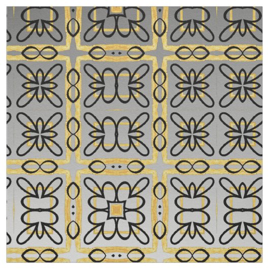 ムーディグレイ金ゴールド幾何木綿トイルヤード ファブリック (見本)