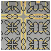 ムーディグレイ金ゴールド幾何木綿トイルヤード ファブリック (クローズアップ)