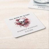 ムーディゴシックのスカル'死ぬまで私たちは一部結婚を行う スクエアペーパーコースター (アングル)