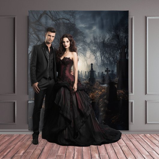 ムーディゴシックオータムーンライト墓地XLarge タペストリー