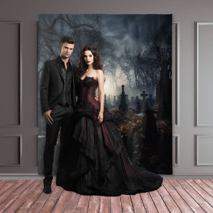 ムーディゴシックオータムーンライト墓地XLarge タペストリー