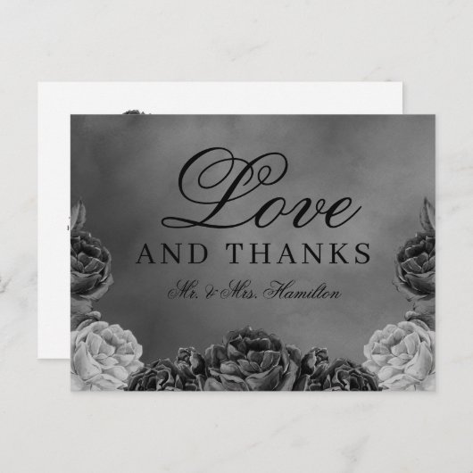 ムーディゴシックグレーバラ結婚ズサンキュー ポストカード (正面/裏面)