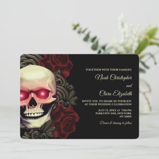 ムーディゴシックスカルフローラハロウィンメタリック 招待状 (スタンド正面)