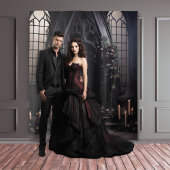 ムーディゴシックダークアルターブルゴーニュ花XLarge タペストリー