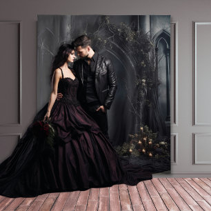 ムーディゴシックダークキャンドルライトアーチ&フラワーズXLarge タペストリー