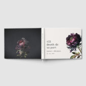 ムーディゴシックダークパープルブラック結婚牡丹 ゲストブック (全面)