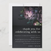 ムーディゴシックダークパープルブラック結婚牡丹 サンキューカード (正面)