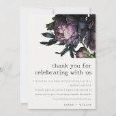 ムーディゴシックダークパープルブラック結婚牡丹 サンキューカード (正面)