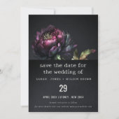 ムーディゴシックダークパープルブラック結婚牡丹 セーブザデート (正面)